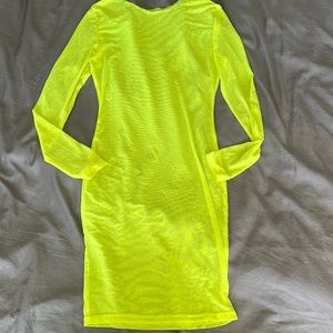 Neon yellow mesh dress